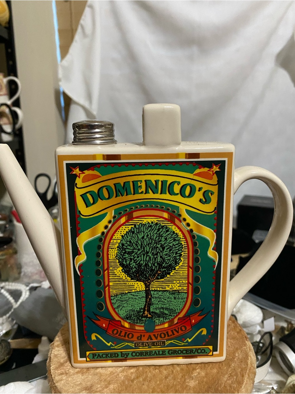 Olive Oil Decorative Bottle Container Corner Grocery Domenico's Glass